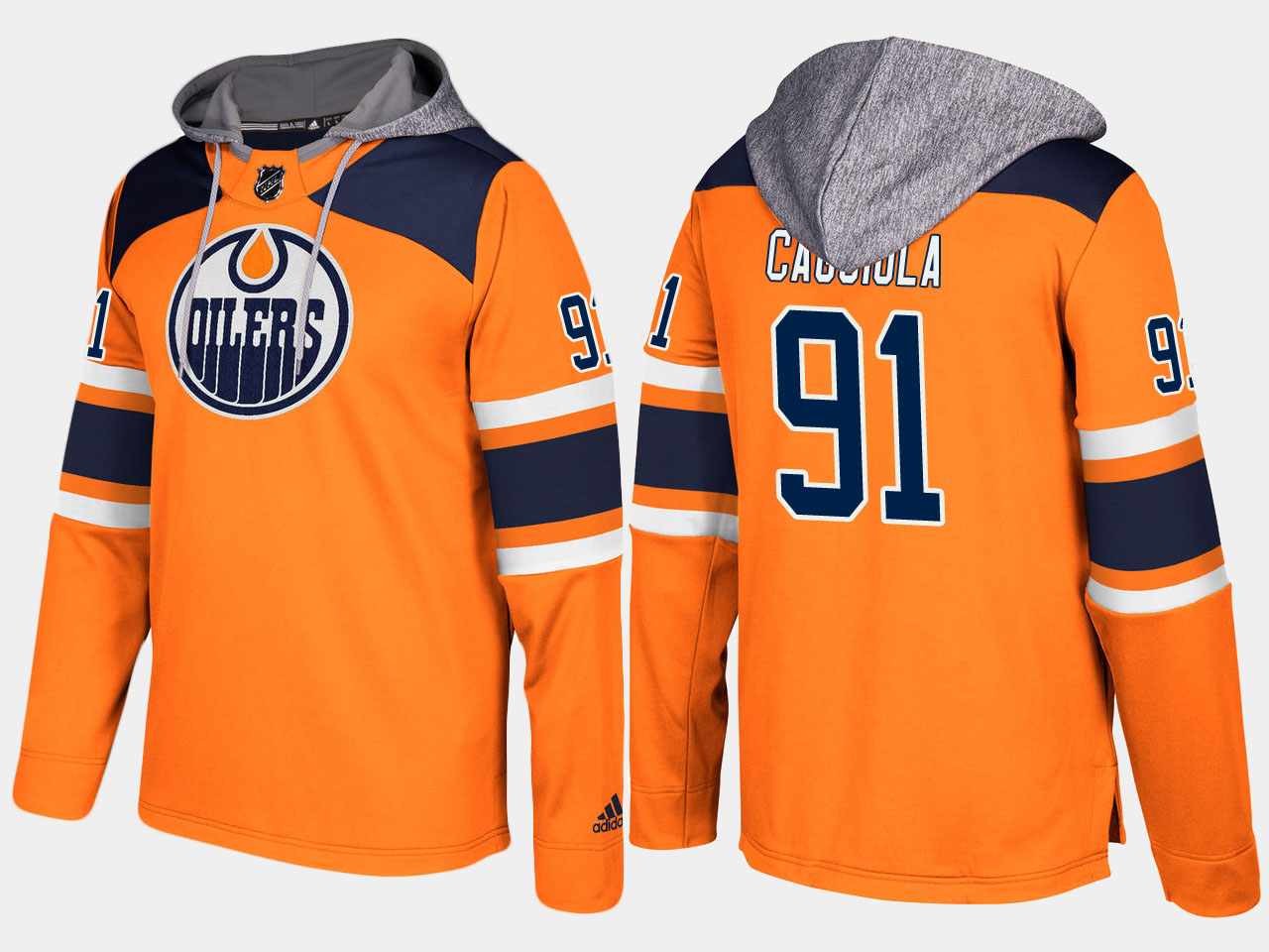 Men NHL Edmonton oilers #91 drake caggiula orange hoodie